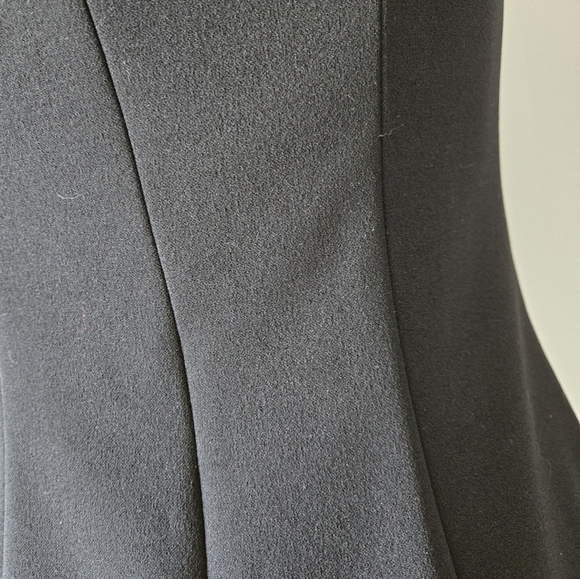 Joseph Ribkoff Black And White Broken Polka Dot Dress With Gold Neck Detail. 4 - Picture 7 of 11